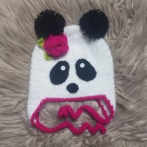 🐼 Handmade Crochet Panda Hat Adult Sz